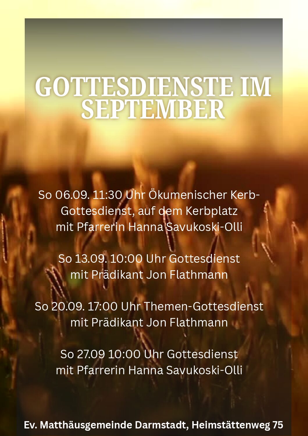 Gottesdienste im September